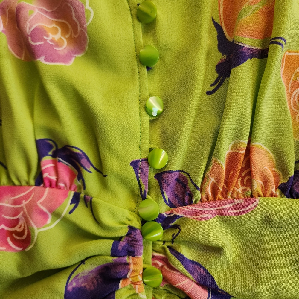 GFT Donna SpA Gruppo Ungaro Paralelle Vintage Green Floral top - Picture 3 of 5